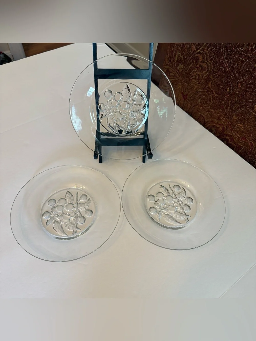 Vintage Imperial Glass Intaglio Fruit Line 900 Clear 8